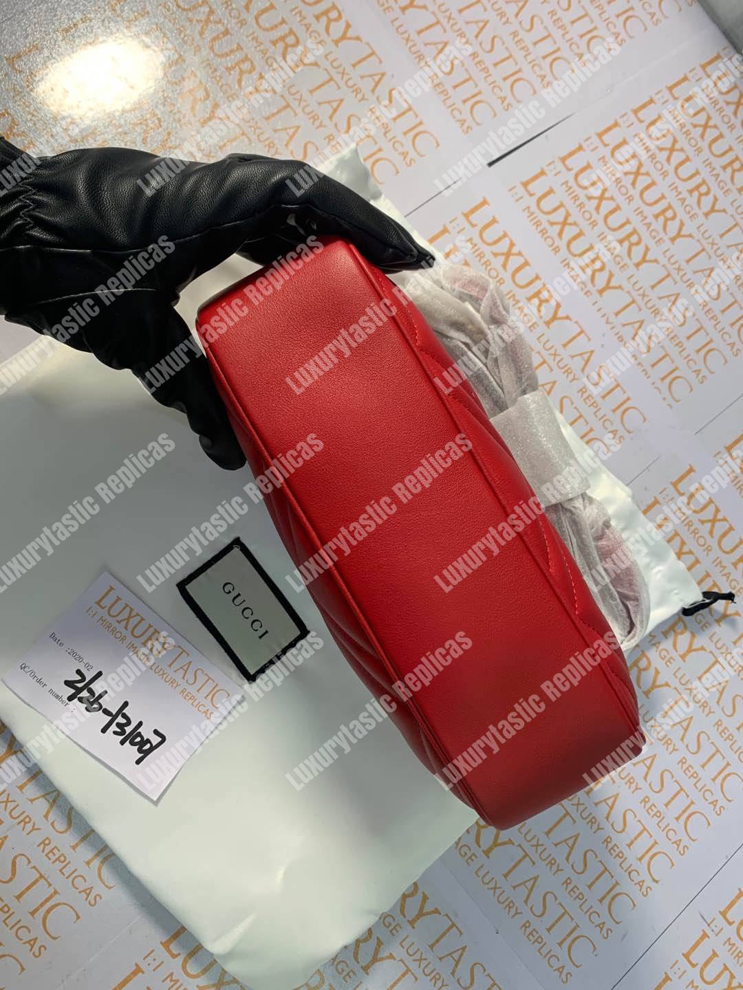 G*u*i gg marmont small matelassé shoulder bag hibiscus red