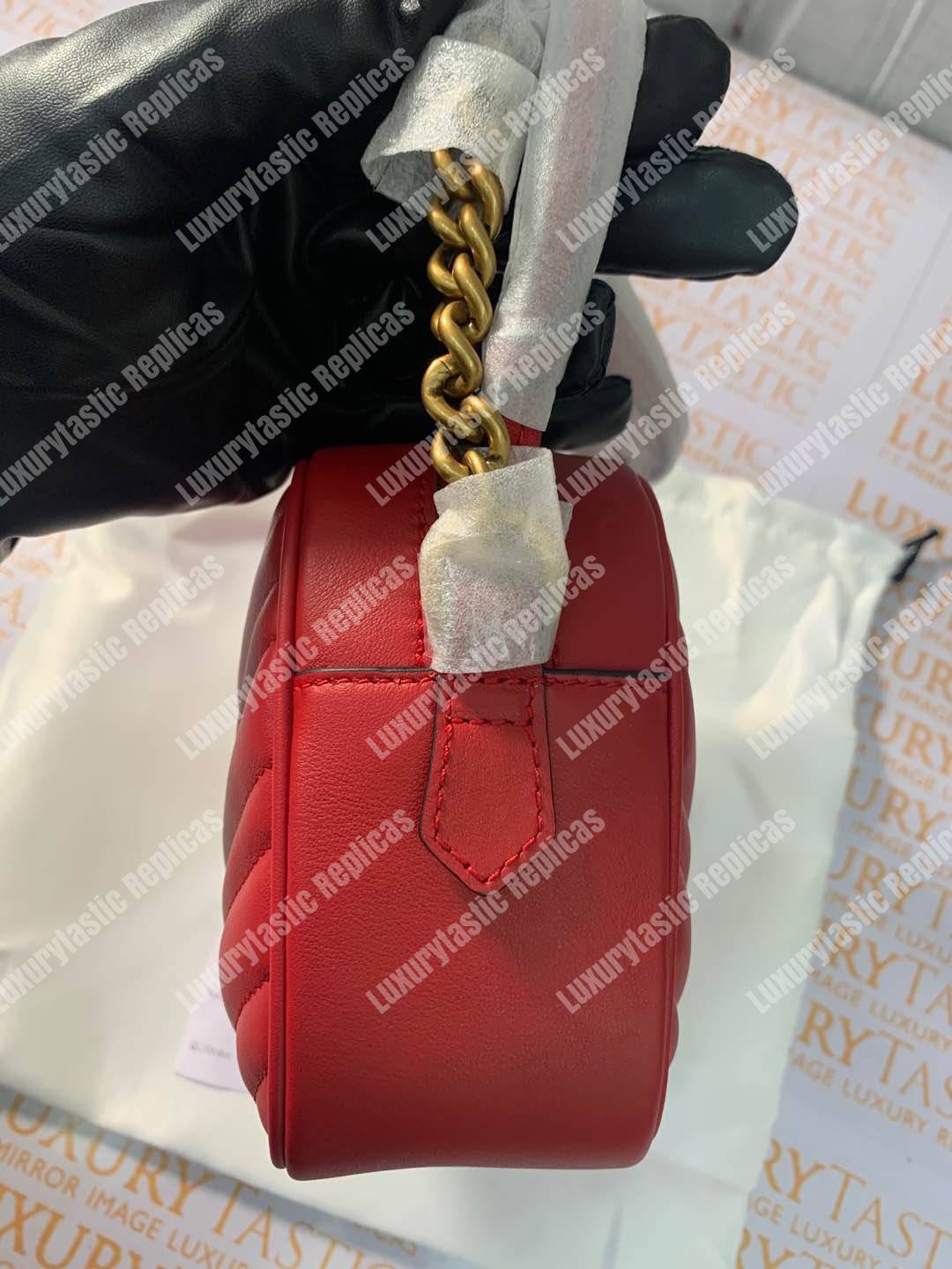 G*u*i gg marmont small matelassé shoulder bag hibiscus red