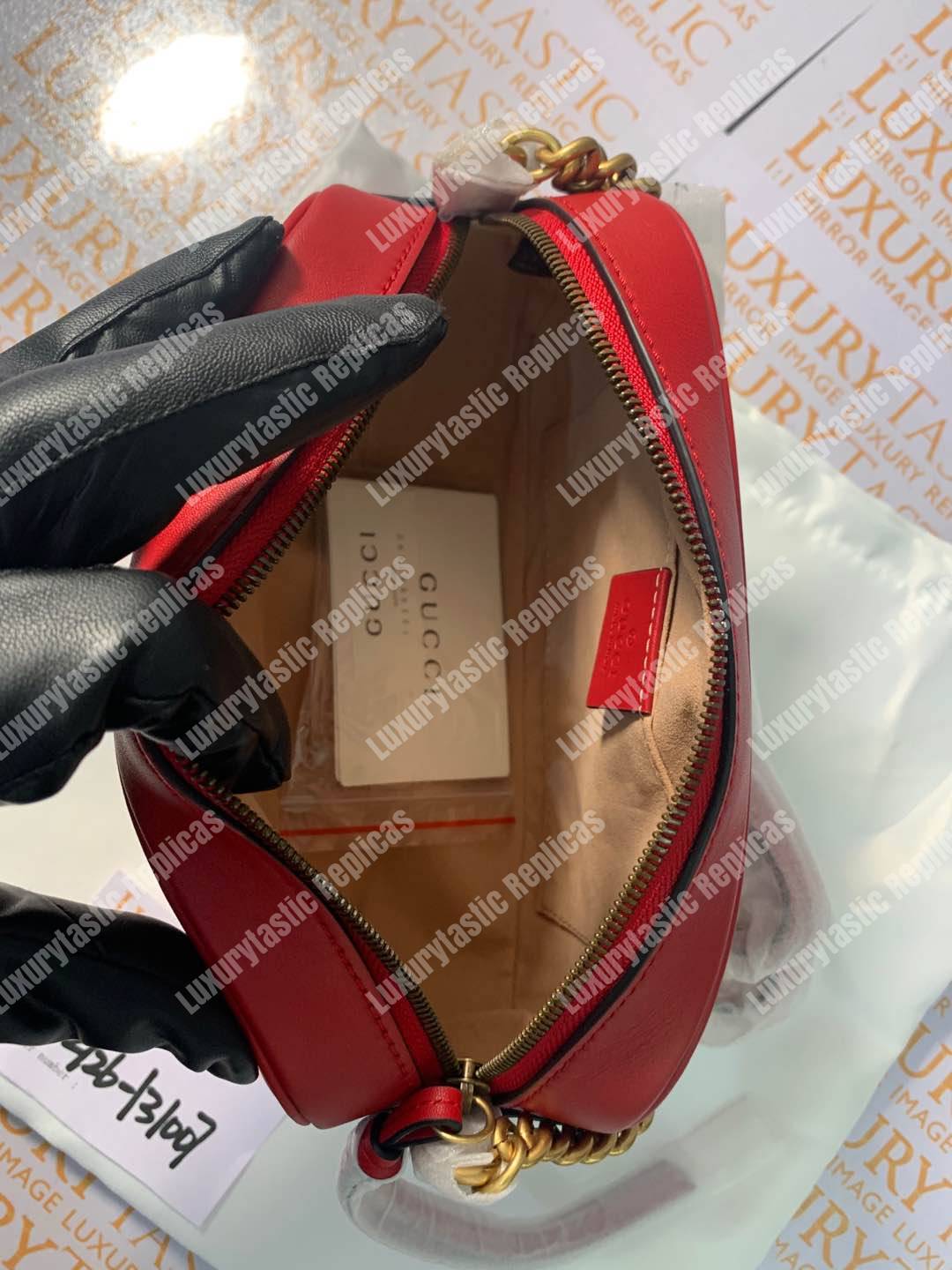 G*u*i gg marmont small matelassé shoulder bag hibiscus red