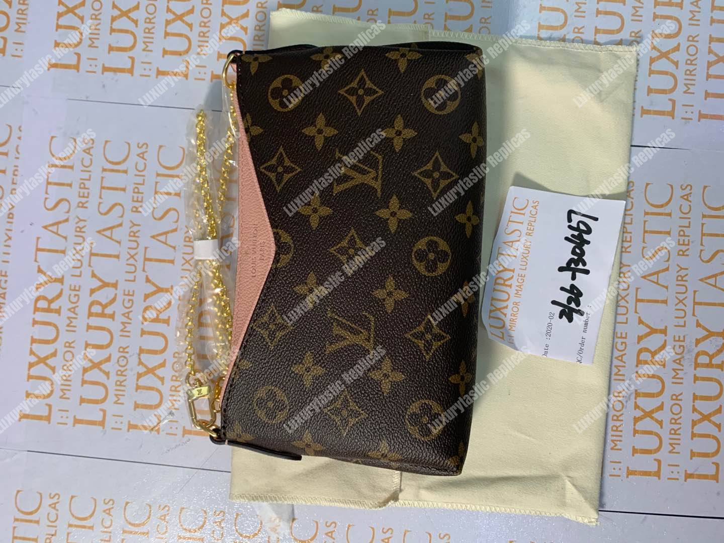 LV Pallas Clutch Bag Monogram Rose Poudre