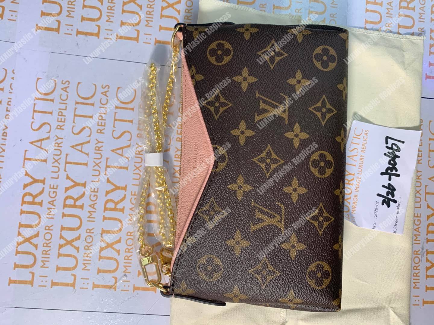 LV Pallas Clutch Bag Monogram Rose Poudre