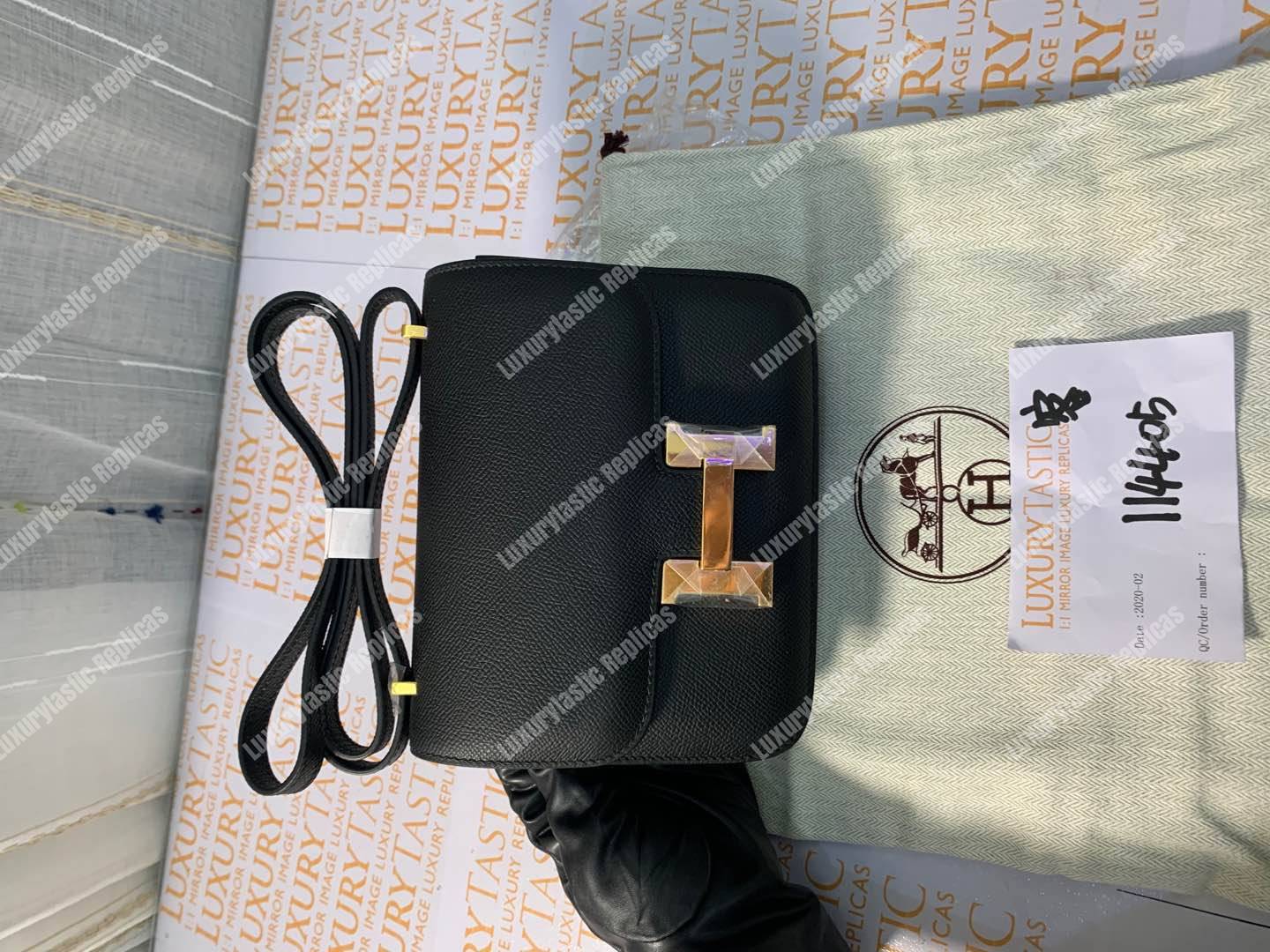 H**mes constance 18 bag epsom black gold-hardware
