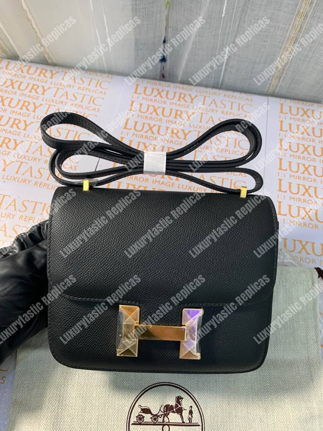 H**mes constance 18 bag epsom black gold-hardware