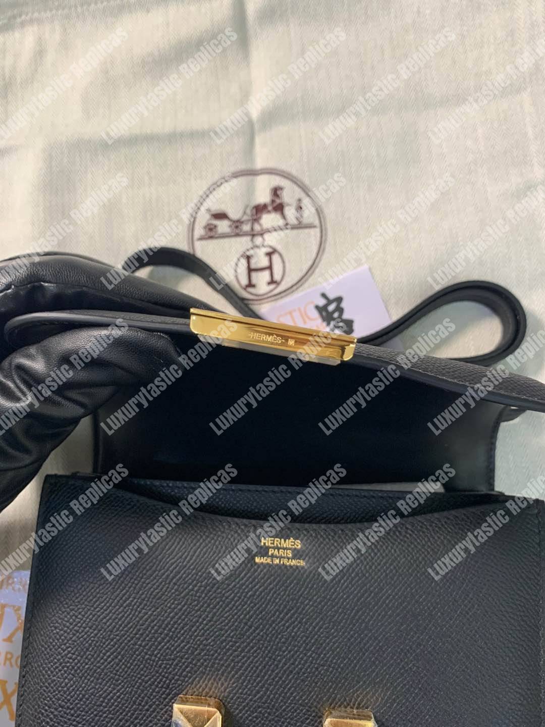 H**mes constance 18 bag epsom black gold-hardware