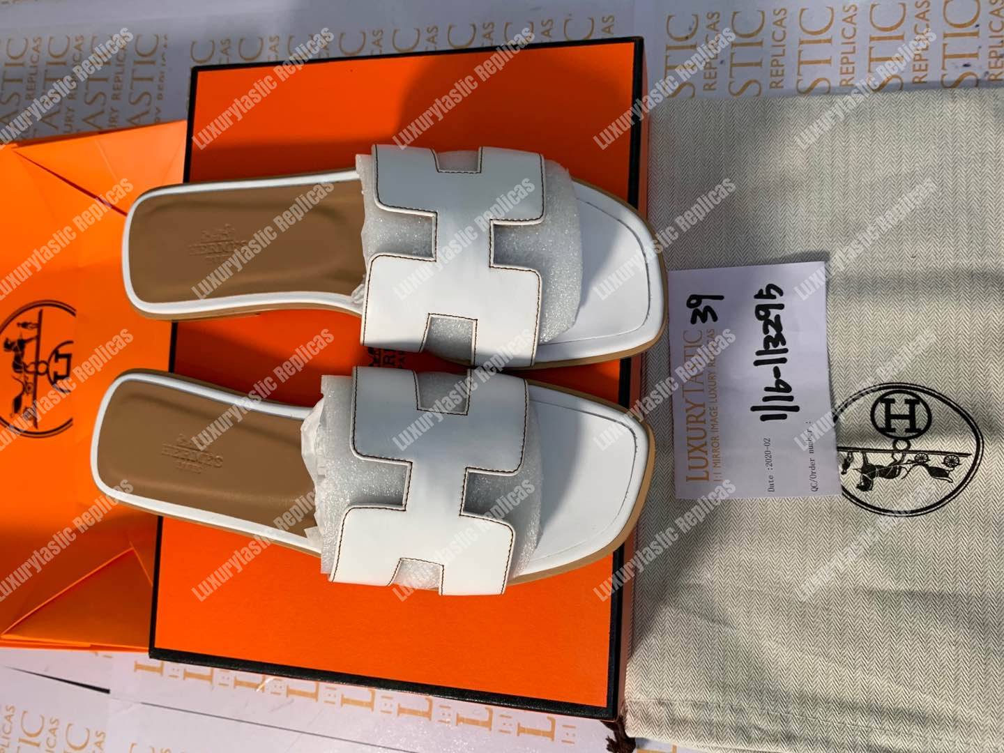 H**mes oran sandal calfskin leather white