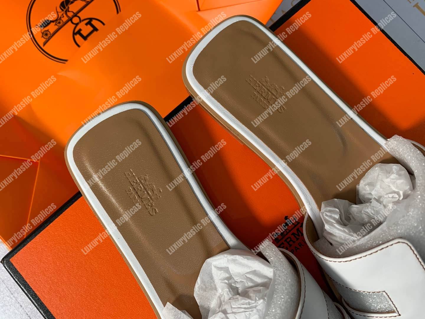 H**mes oran sandal calfskin leather white