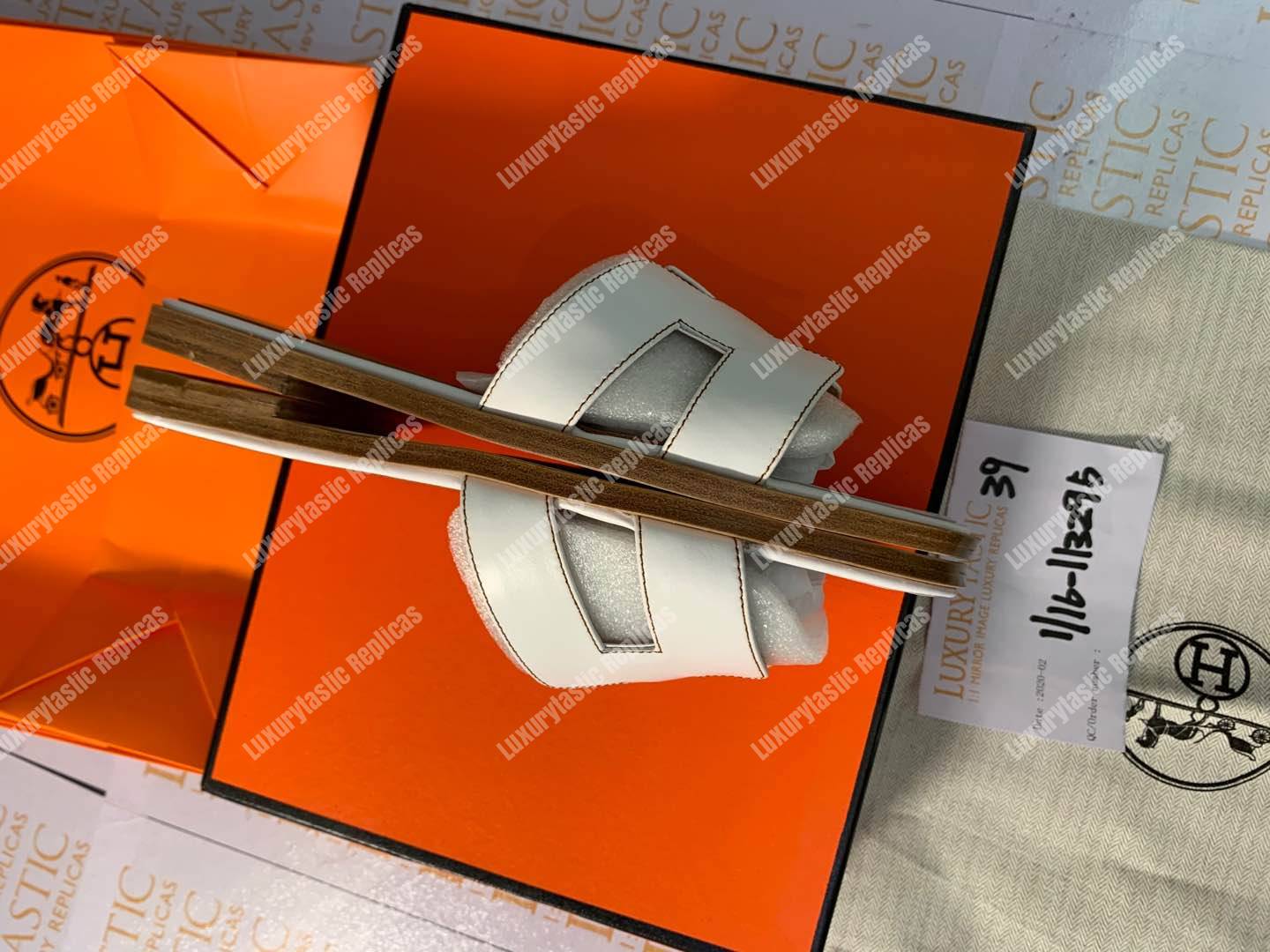 H**mes oran sandal calfskin leather white