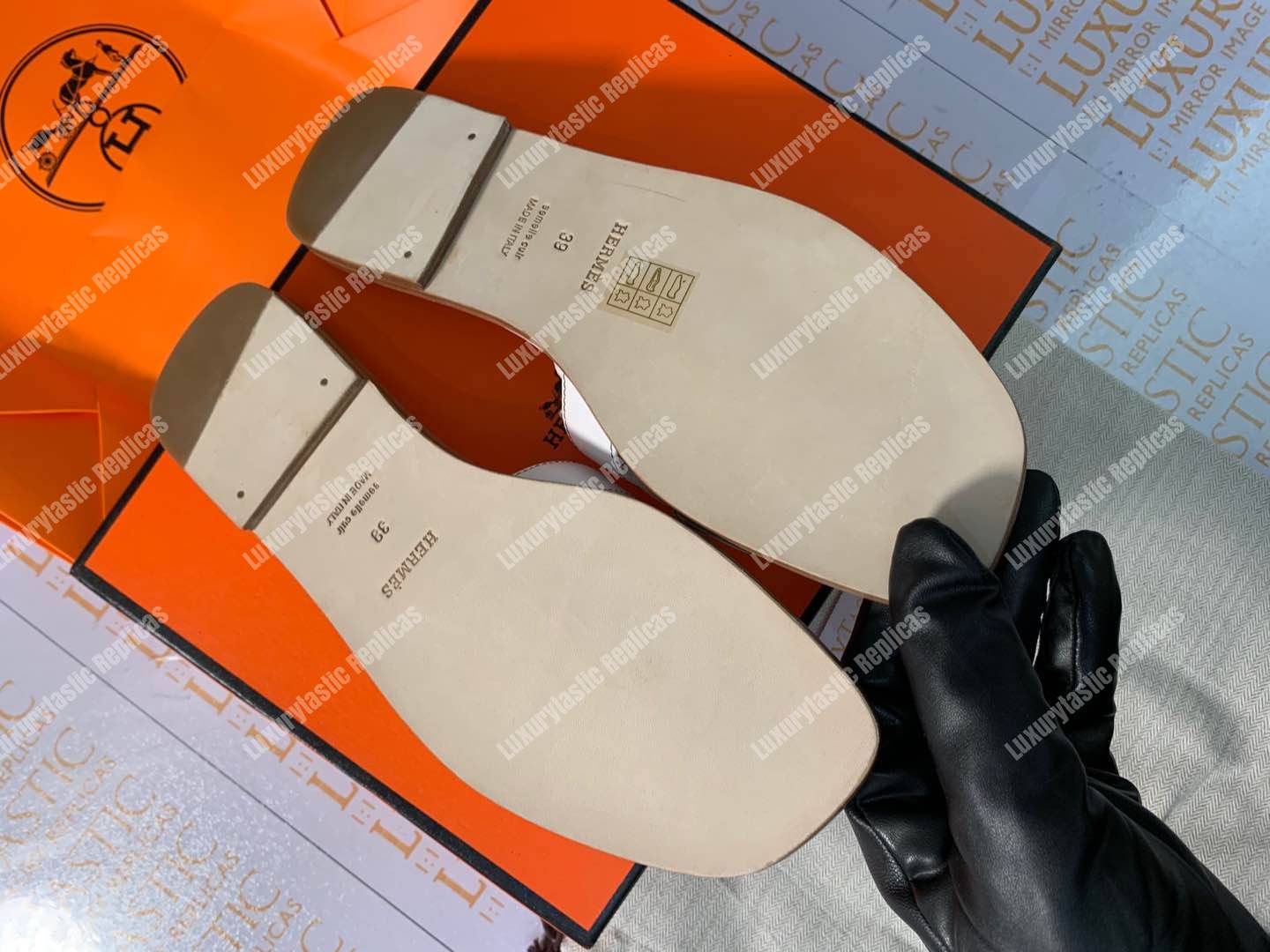 H**mes oran sandal calfskin leather white