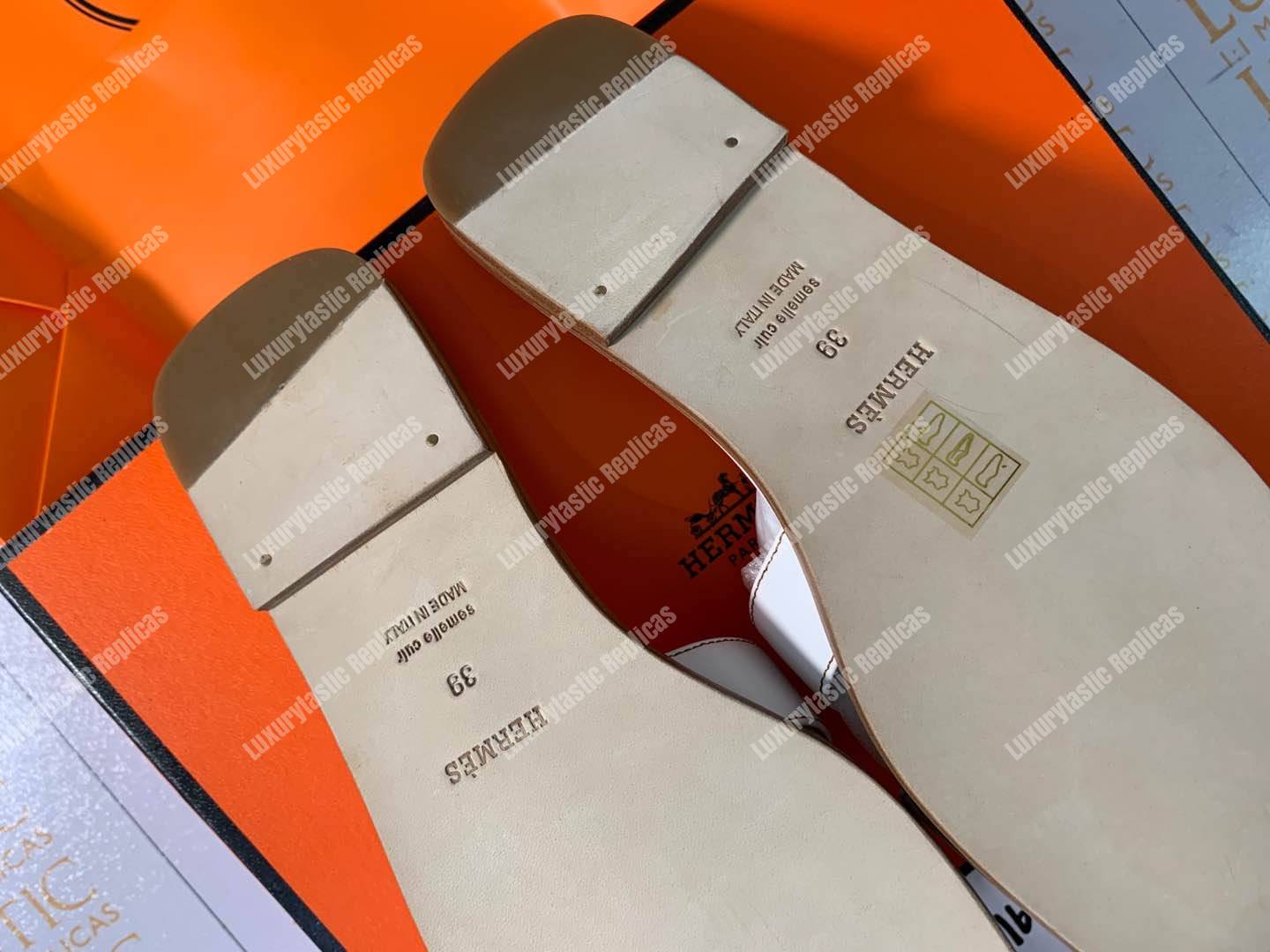 H**mes oran sandal calfskin leather white