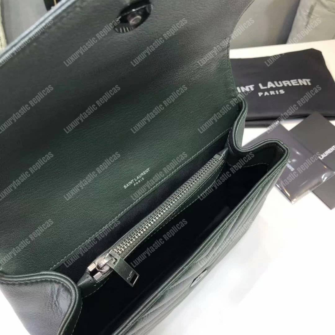 Saint Laurent Classic Medium College Monogram Dark Green Silver-Toned