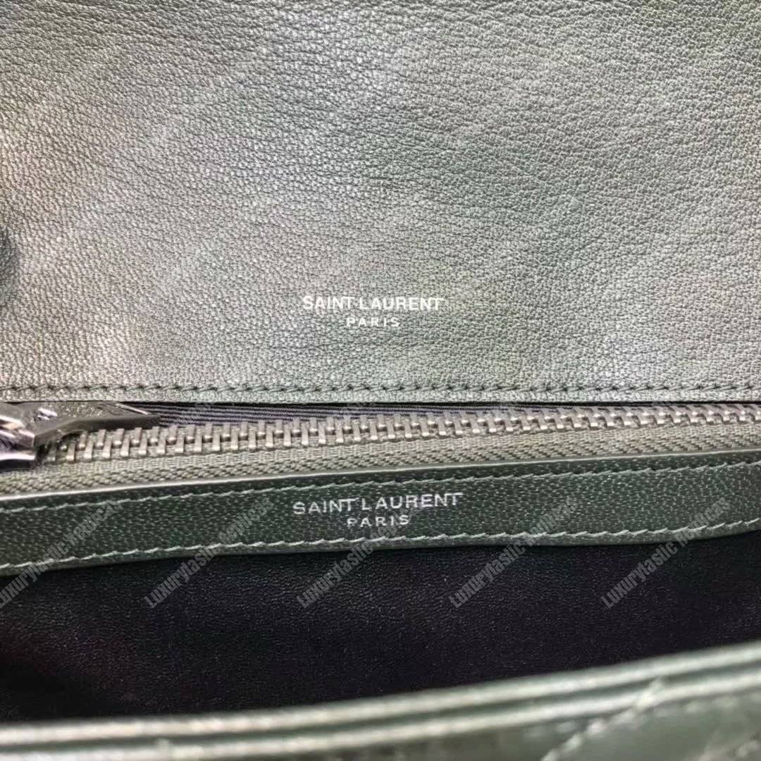 Saint Laurent Classic Medium College Monogram Dark Green Silver-Toned
