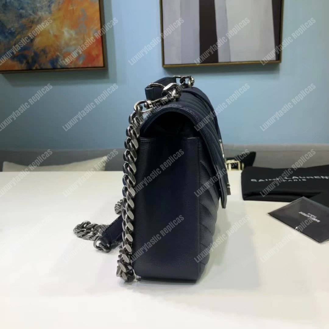Saint Laurent Classic Medium College Monogram Blue Silver-Toned