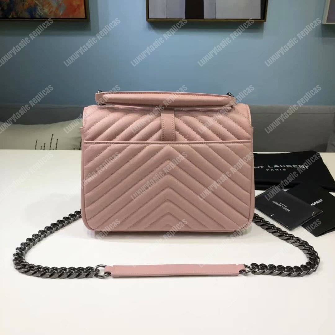 Saint Laurent Classic Medium College Monogram Pink Silver-Toned