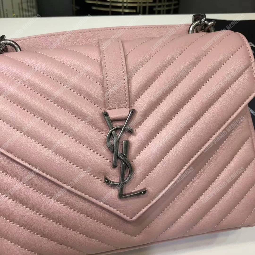 Saint Laurent Classic Medium College Monogram Pink Silver-Toned