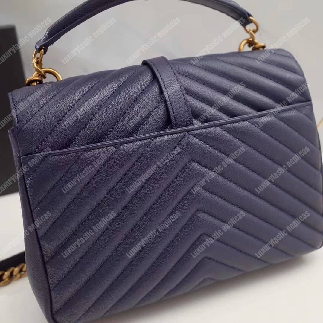 Saint Laurent Classic Medium College Monogram Blue Gold-Toned