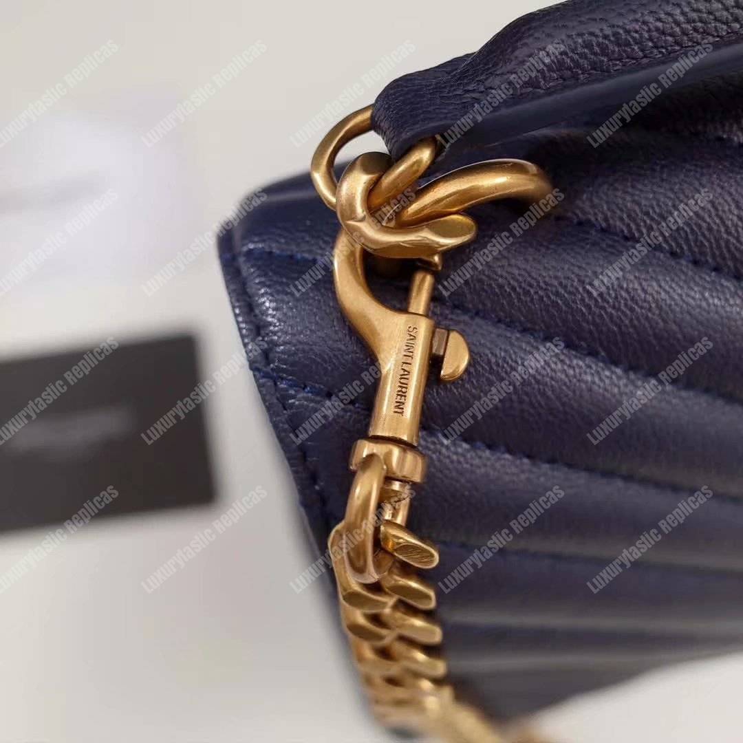 Saint Laurent Classic Medium College Monogram Blue Gold-Toned