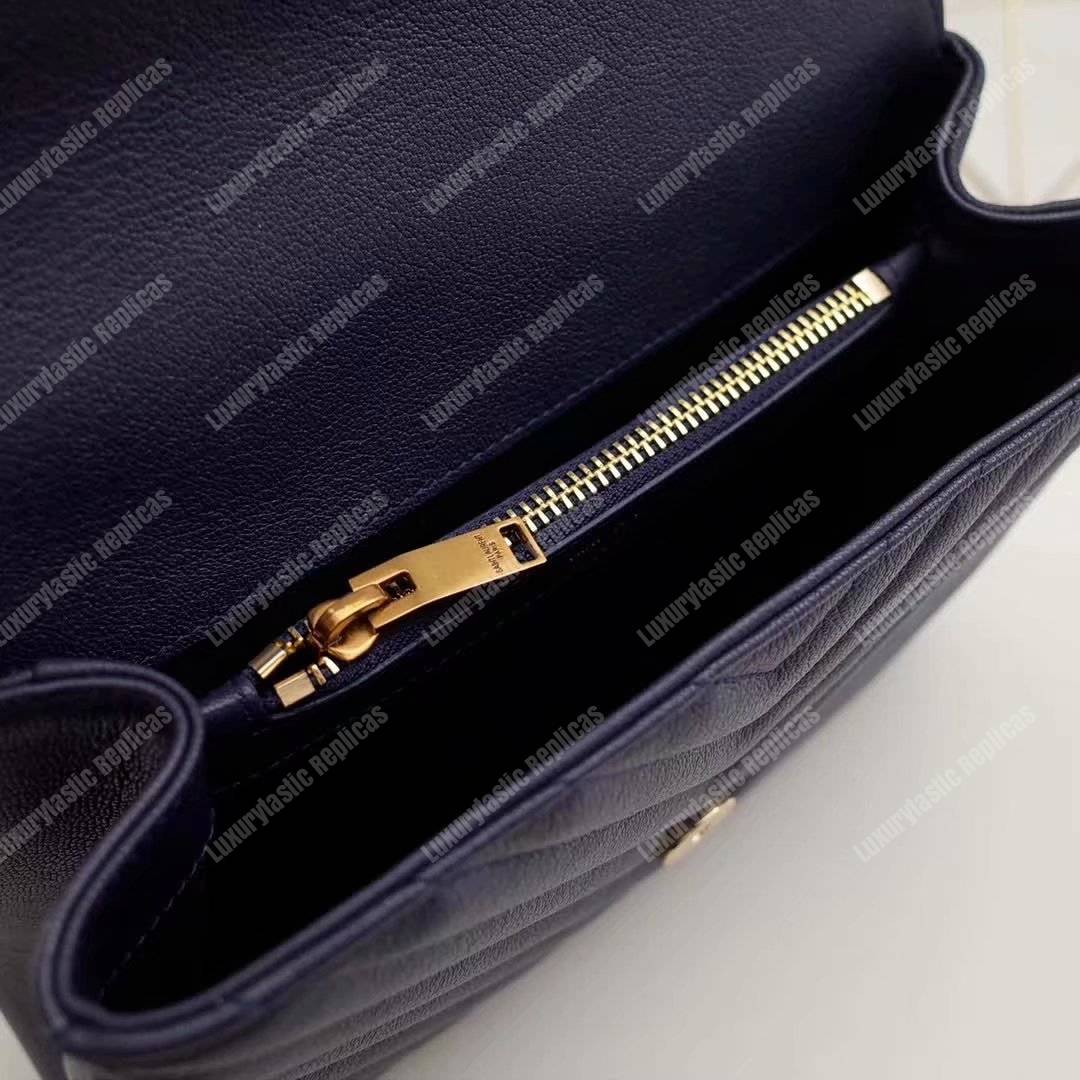 Saint Laurent Classic Medium College Monogram Blue Gold-Toned