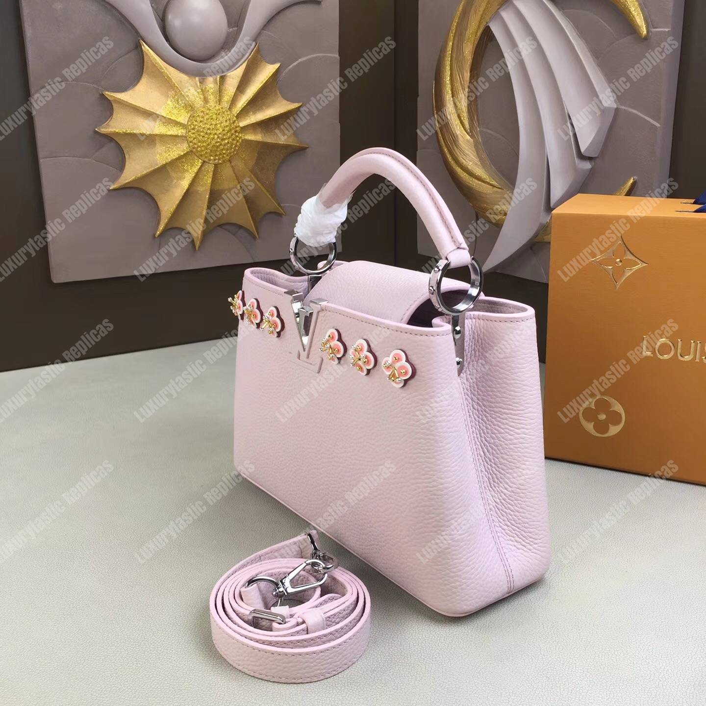 LV Capucines BB Taurillon Leather Rose Ballerine