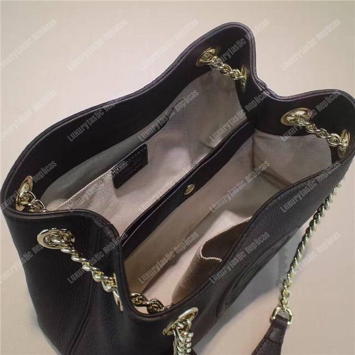 G*u*i soho leather chain strap shoulder bag black