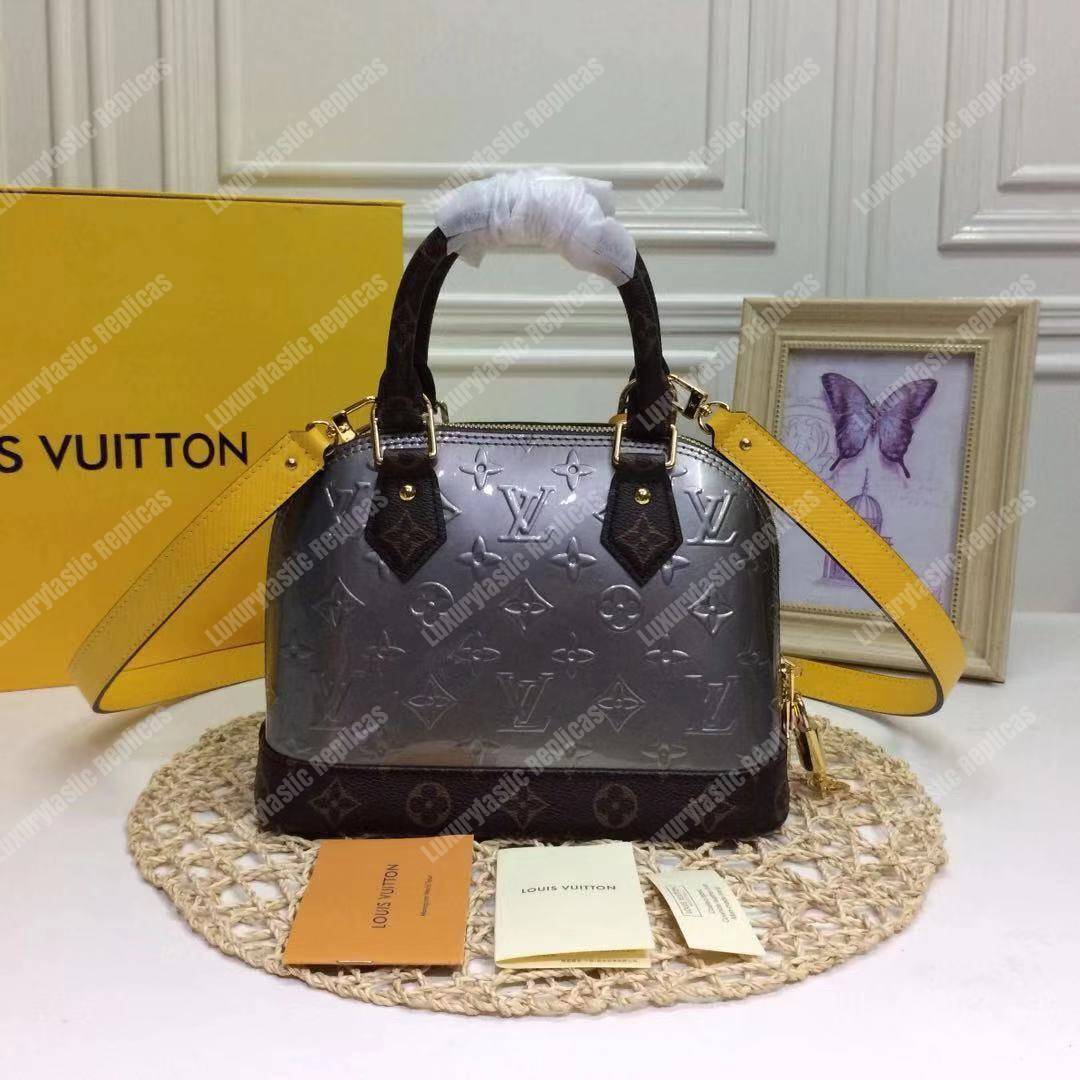 LV Alma BB Metallic Monogram Vernis Patent leather