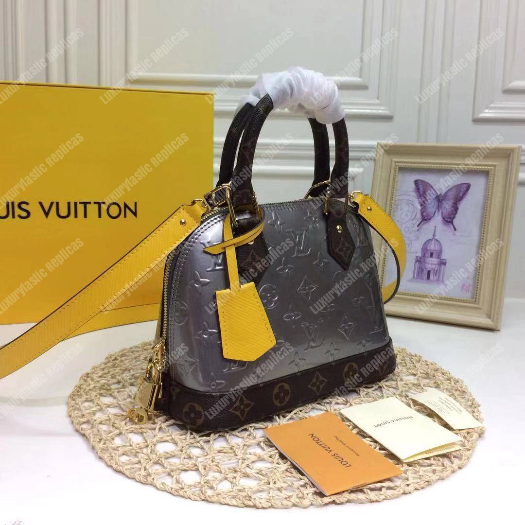 LV Alma BB Metallic Monogram Vernis Patent leather
