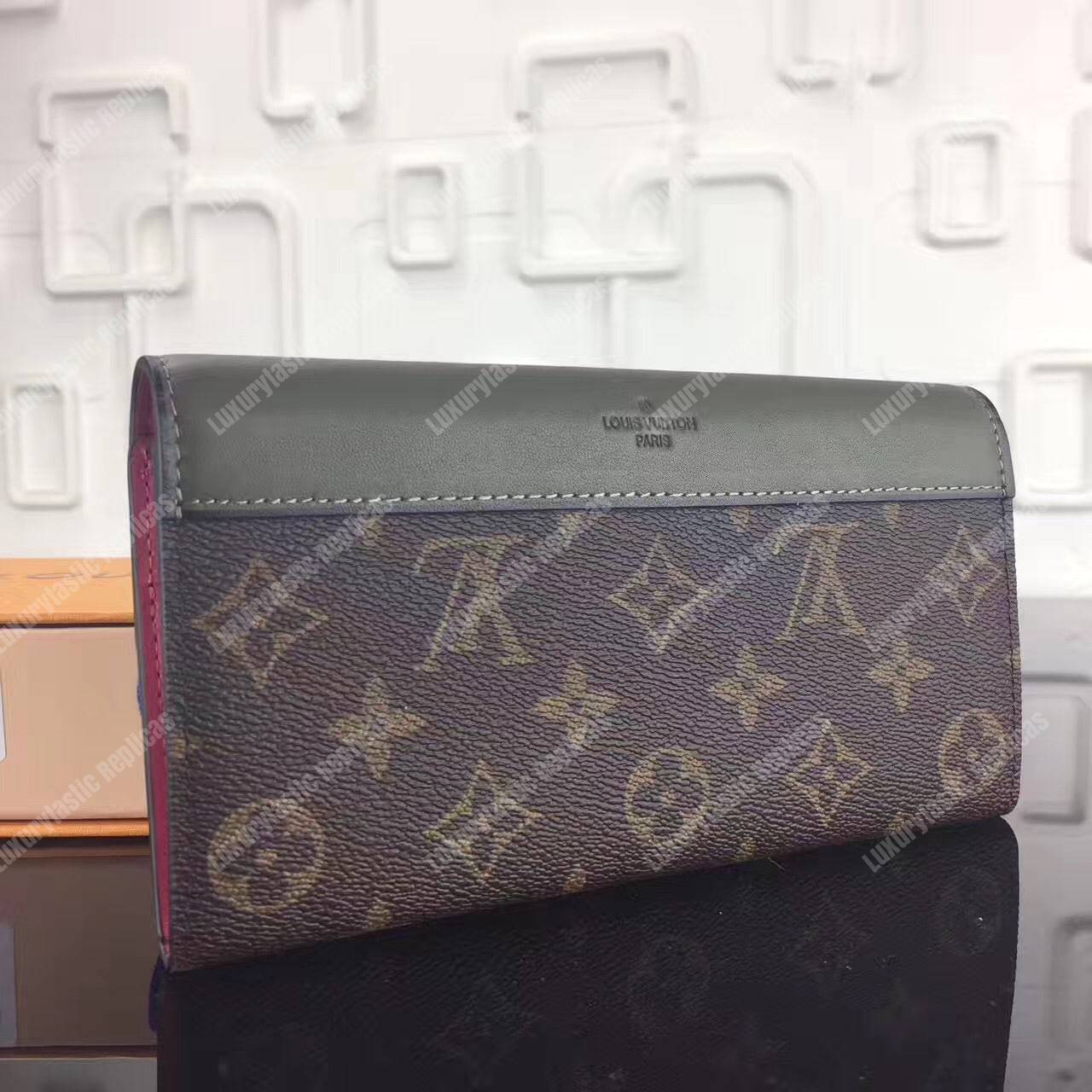 LV Sarah Tuileres Wallet Monogram Khaki