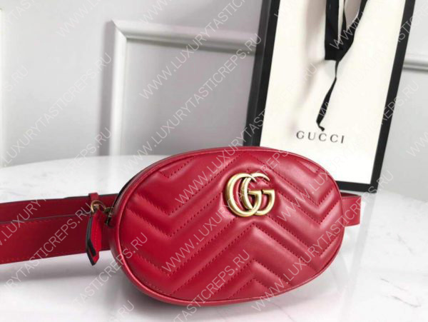 G*u*i gg marmont matelassé leather belt bag 476434 red