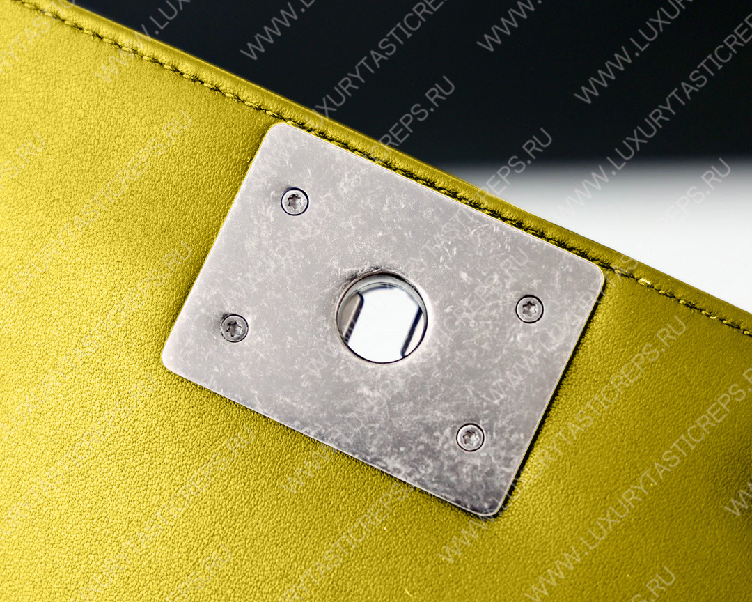 Ch*el boy handbag yellow gold metallic a67085