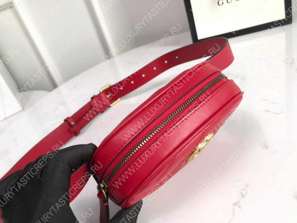 G*u*i gg marmont matelassé leather belt bag 476434 red