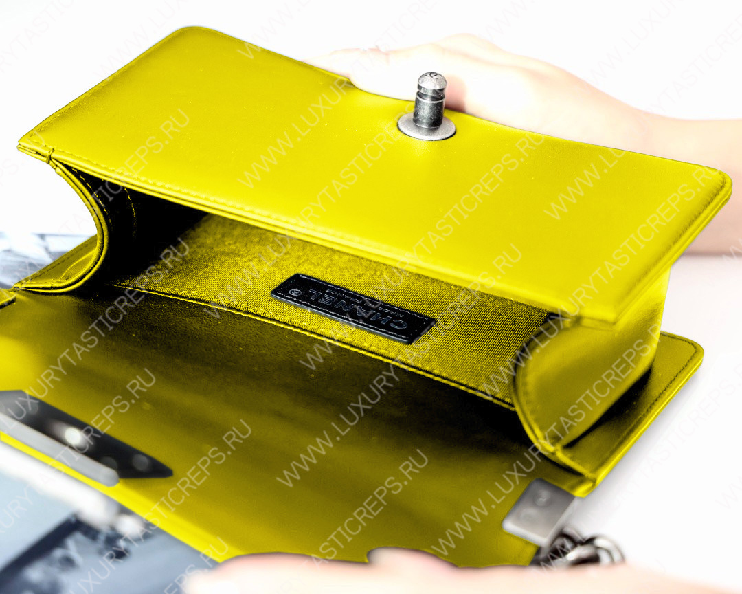 Ch*el boy handbag yellow gold metallic a67085