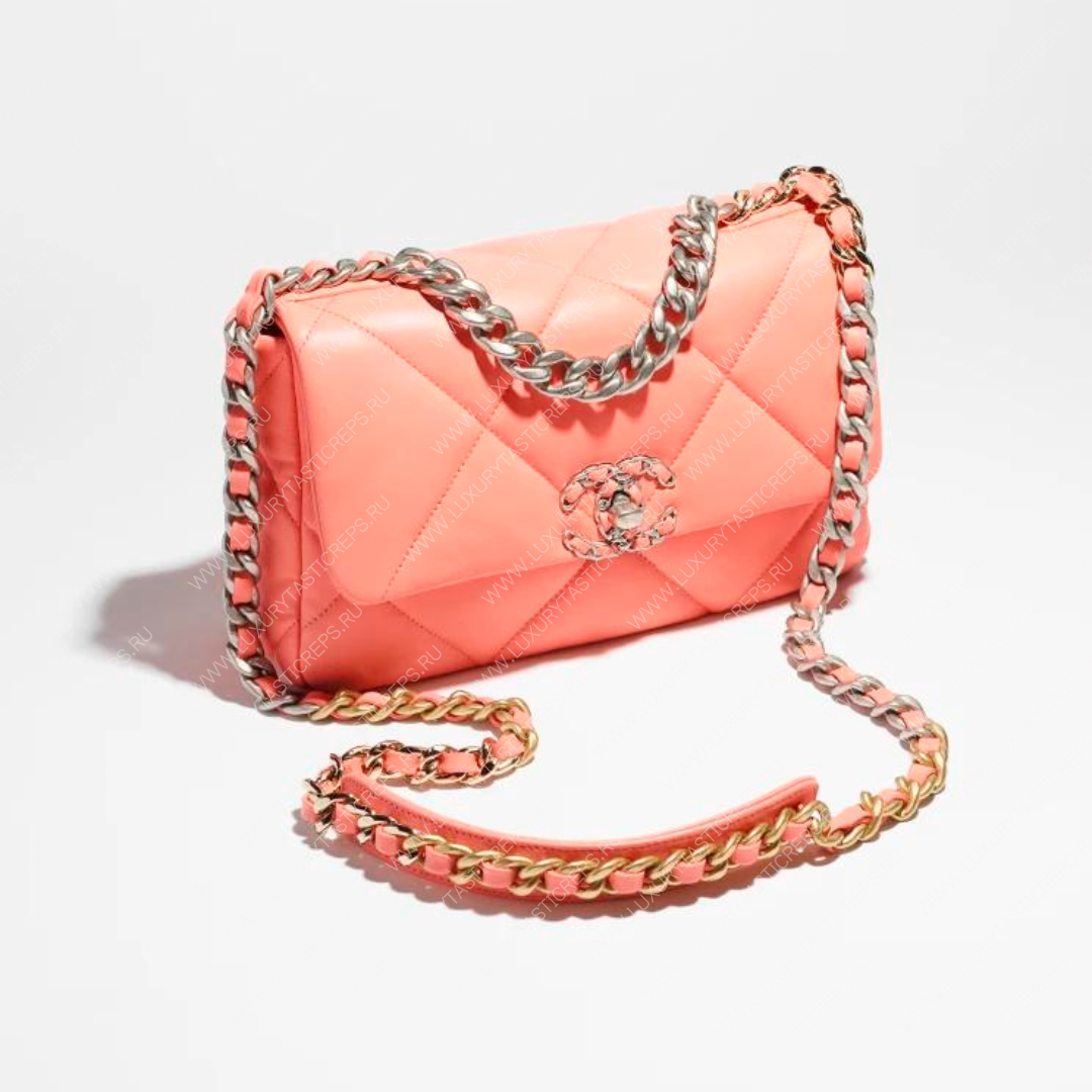 Ch*el 19 handbag light orange as1160