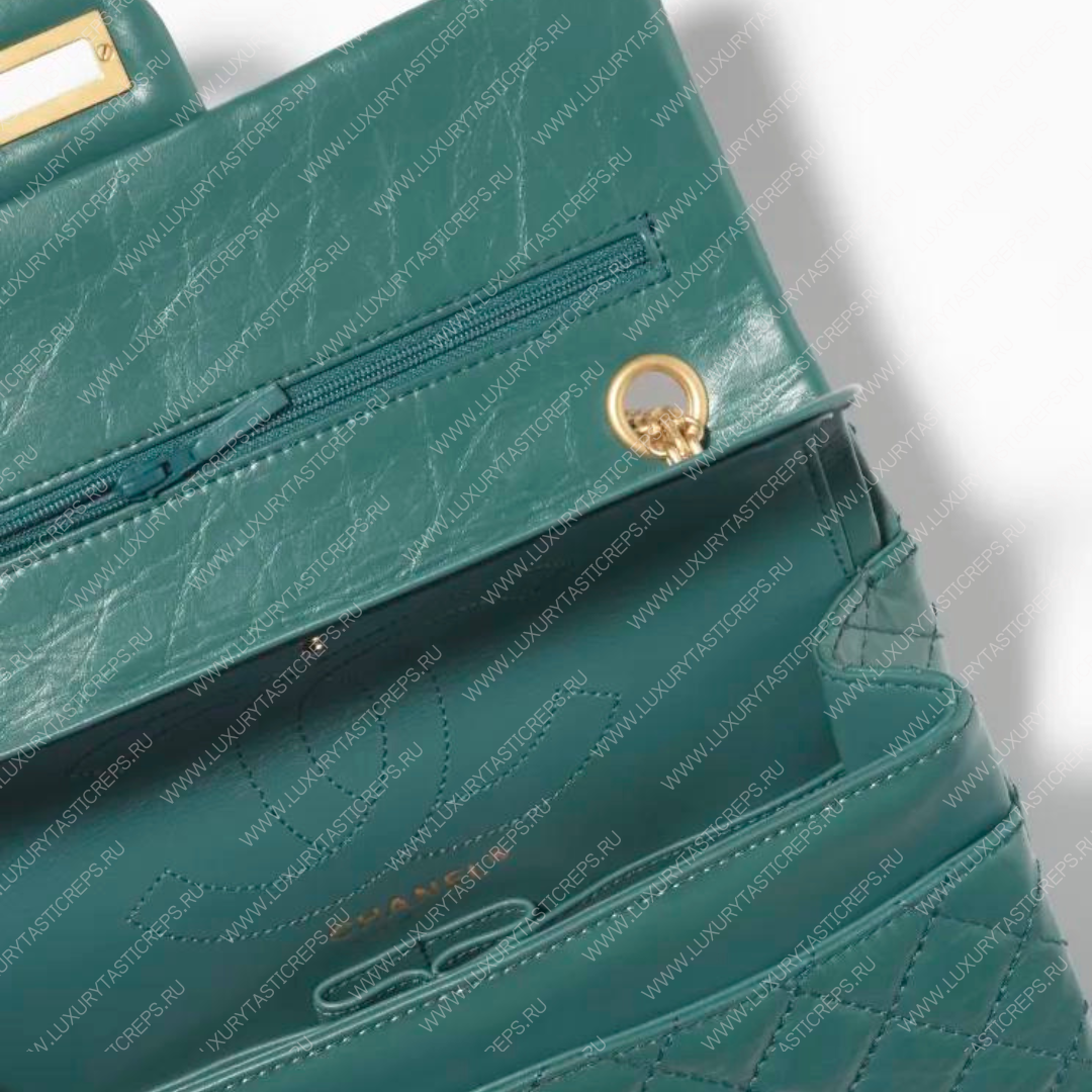 Ch*el 2.55 handbag dark green a37586