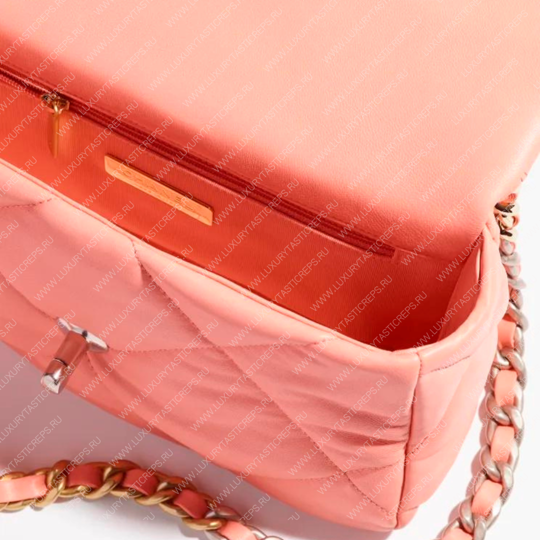 Ch*el 19 handbag light orange as1160