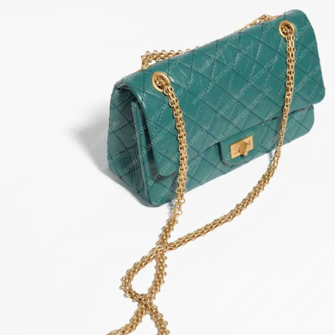 Ch*el 2.55 handbag dark green a37586