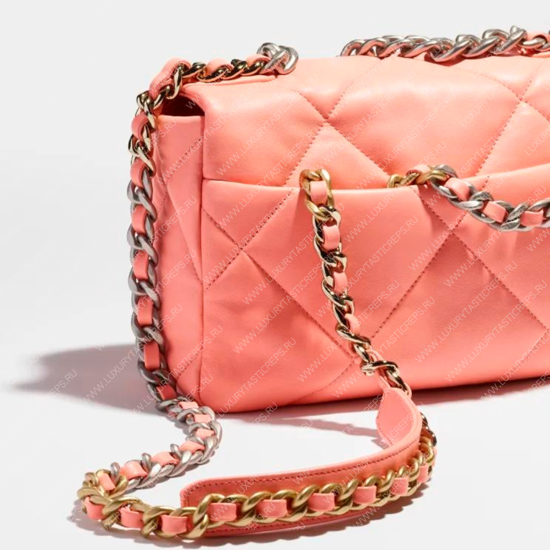 Ch*el 19 handbag light orange as1160