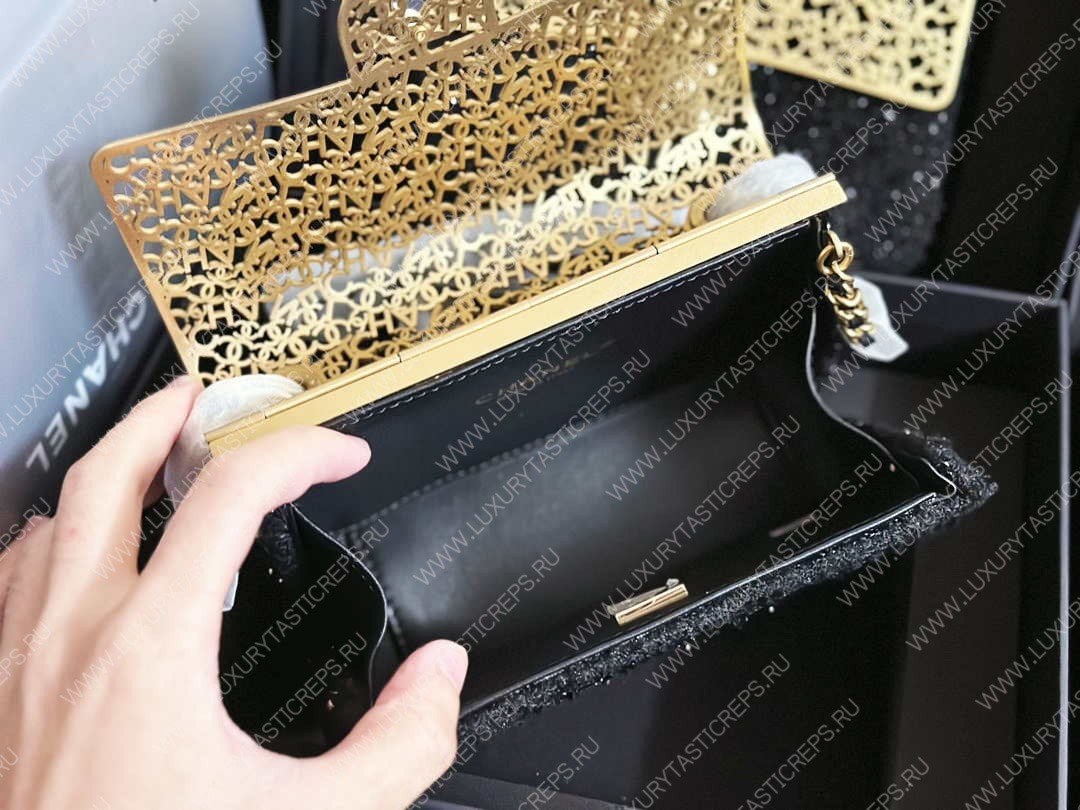 Ch*el mini evening bag light black as3526