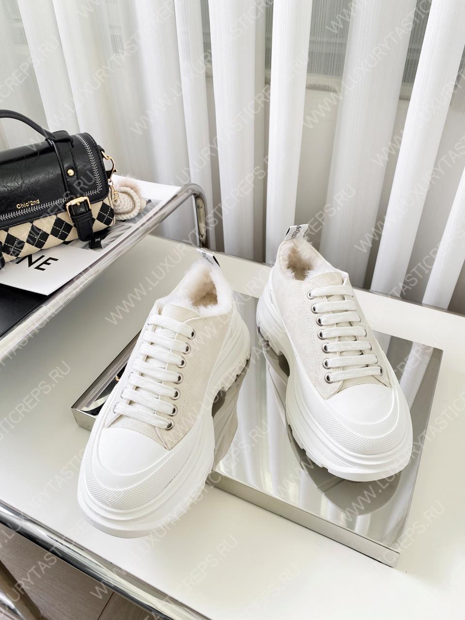 ALEXANDER MCQUEEN TREAD SLICK LACE UP SHOES WHITE 604257W4SX1