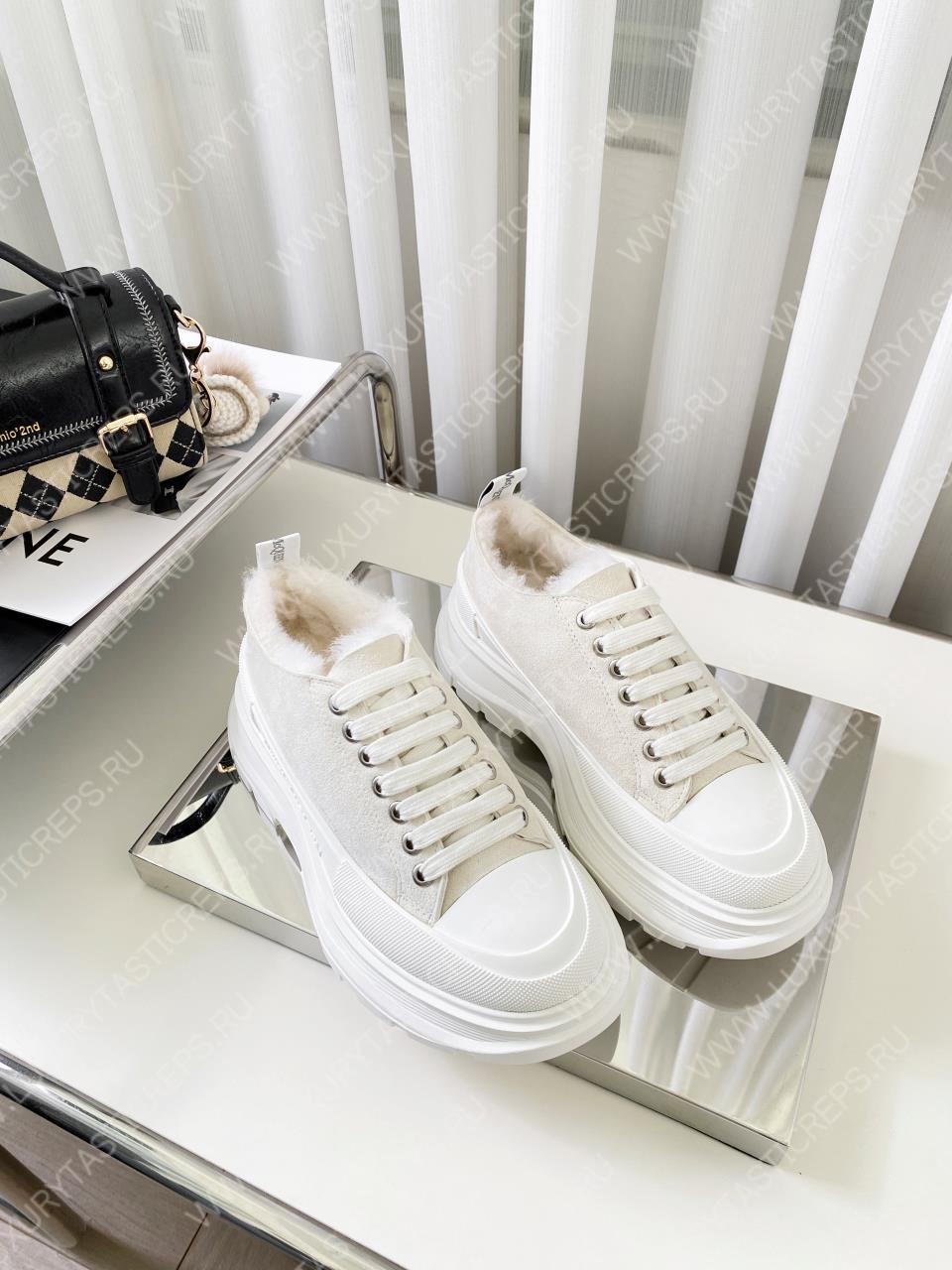 ALEXANDER MCQUEEN TREAD SLICK LACE UP SHOES WHITE 604257W4SX1