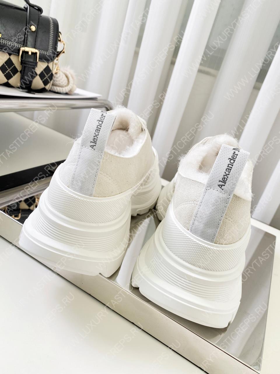 ALEXANDER MCQUEEN TREAD SLICK LACE UP SHOES WHITE 604257W4SX1