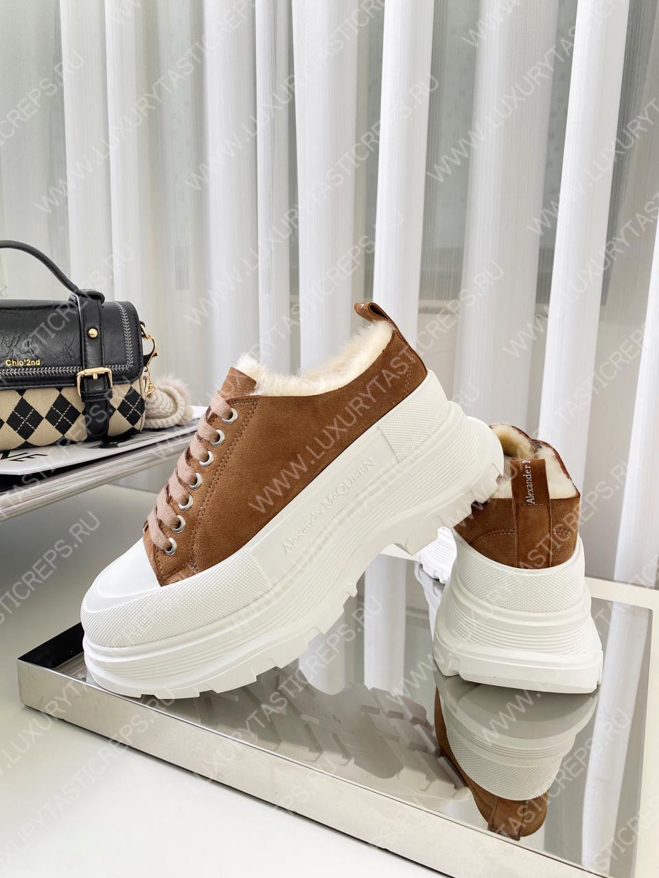ALEXANDER MCQUEEN TREAD SLICK LACE UP SHOES BROWN 604257W4SX1