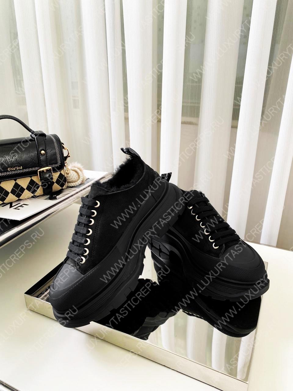 ALEXANDER MCQUEEN TREAD SLICK LACE UP SHOES BLACK 604257W4SX1