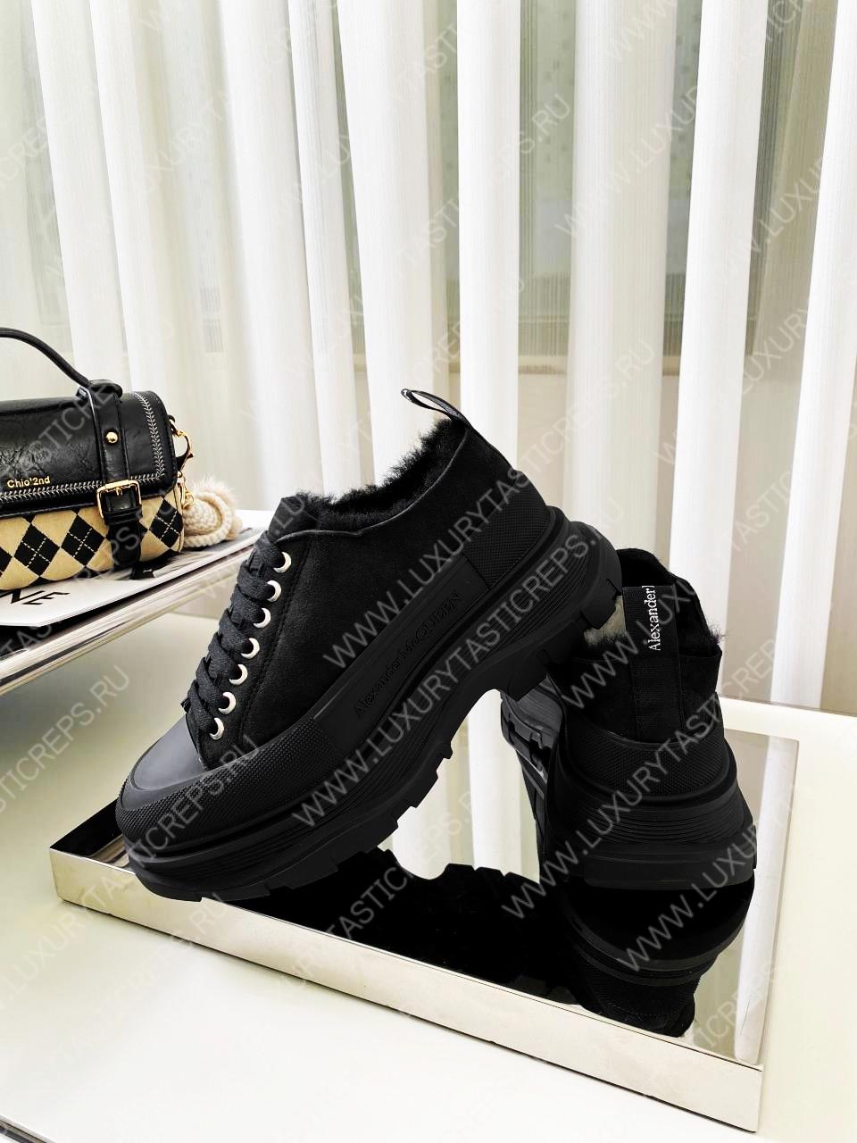 ALEXANDER MCQUEEN TREAD SLICK LACE UP SHOES BLACK 604257W4SX1