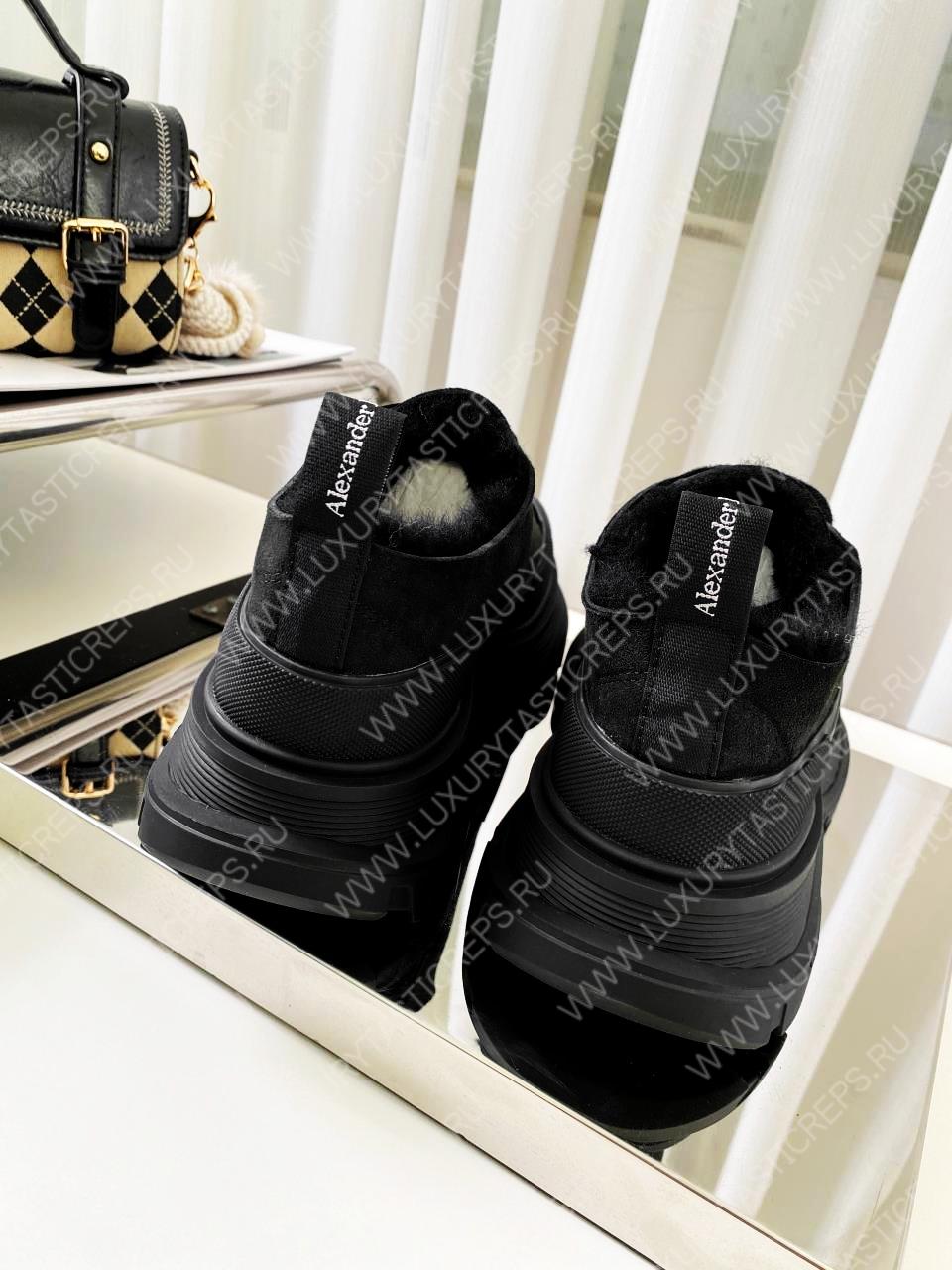 ALEXANDER MCQUEEN TREAD SLICK LACE UP SHOES BLACK 604257W4SX1