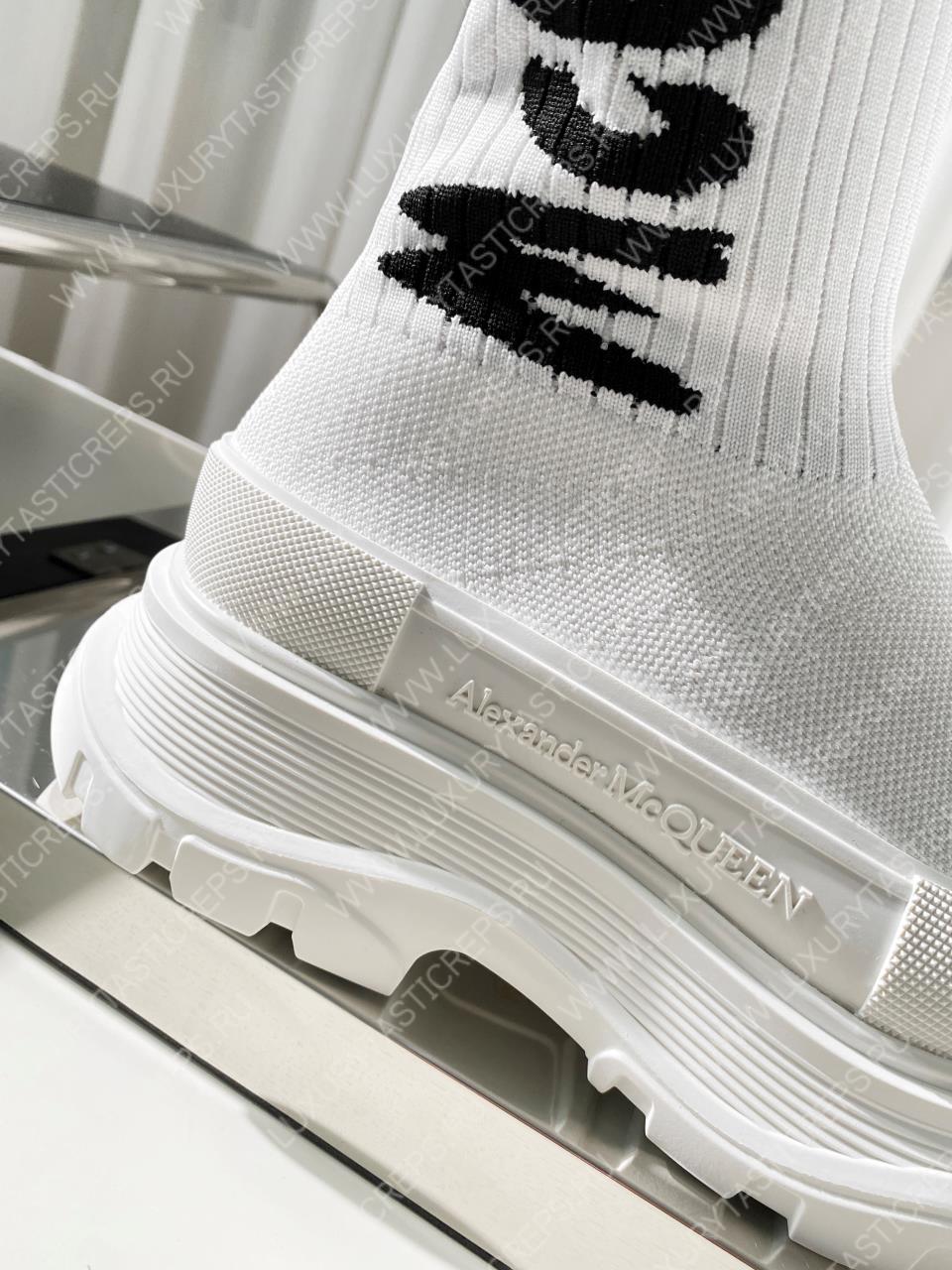 ALEXANDER MCQUEEN KNIT TREAD SLICK BOOT WHITE 705671W4TV19787