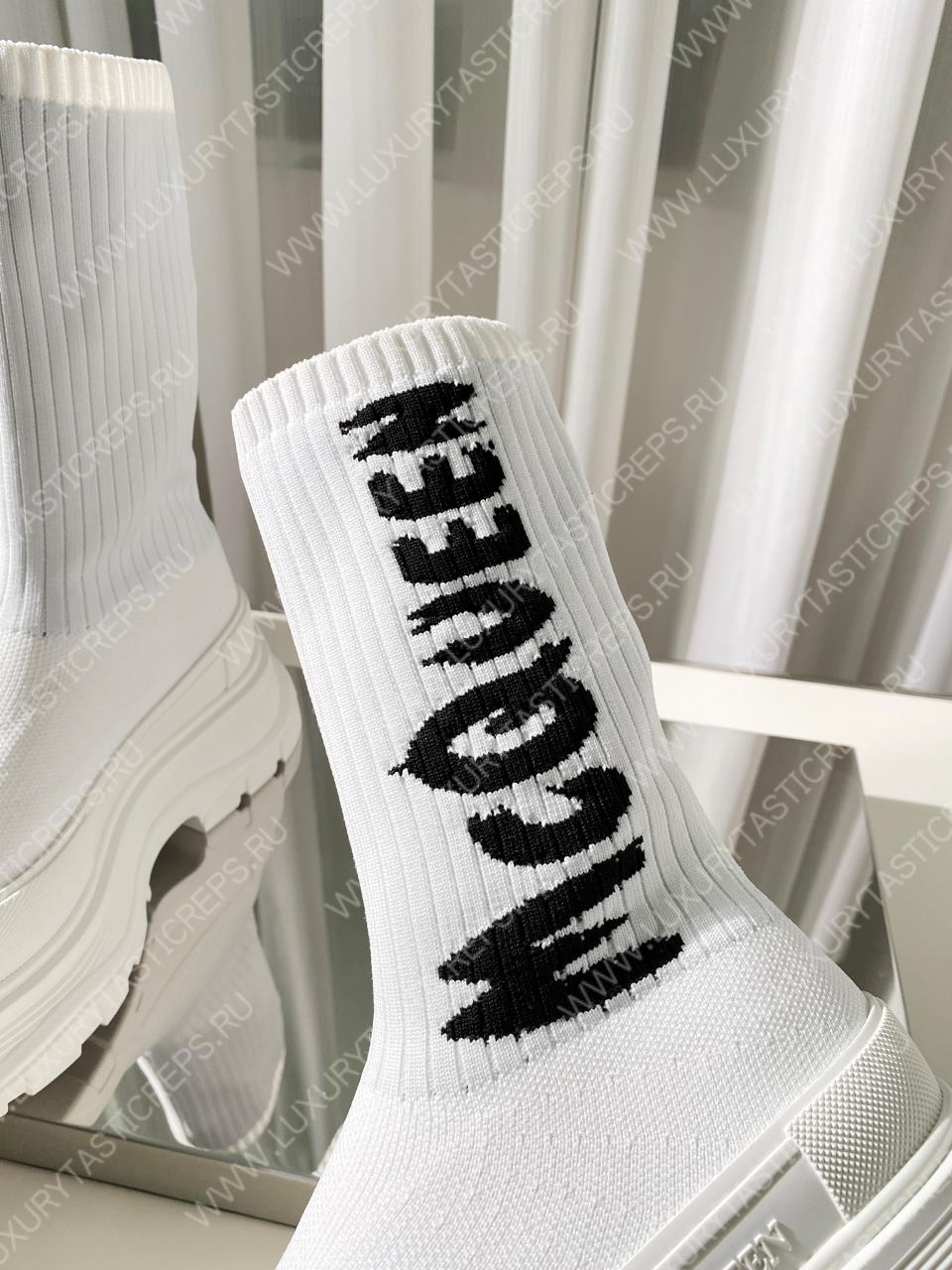 ALEXANDER MCQUEEN KNIT TREAD SLICK BOOT WHITE 705671W4TV19787