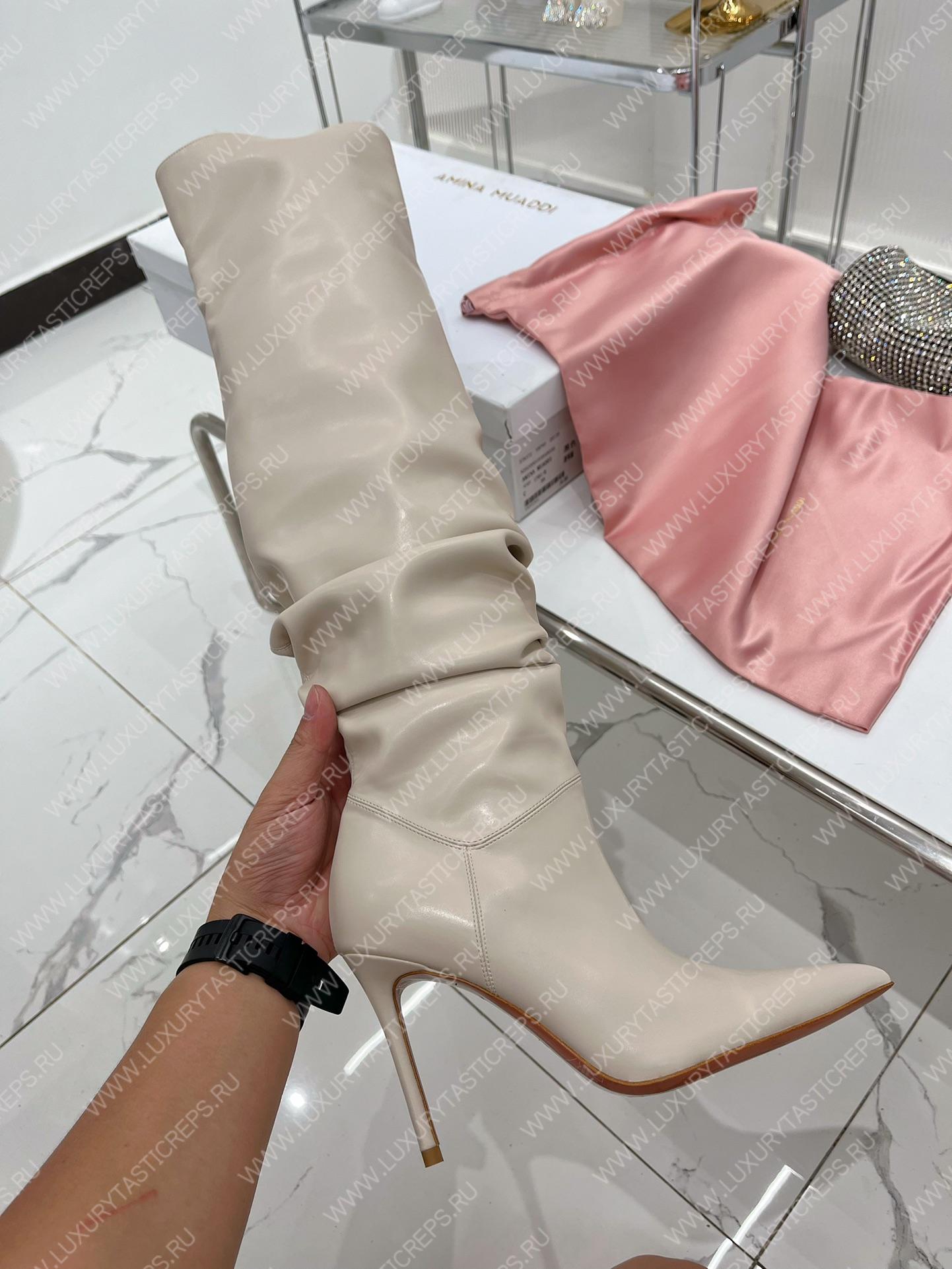 AMINA MUADDI JAHLEEL THIGH HIGH BOOT OFF WHITE AM60001
