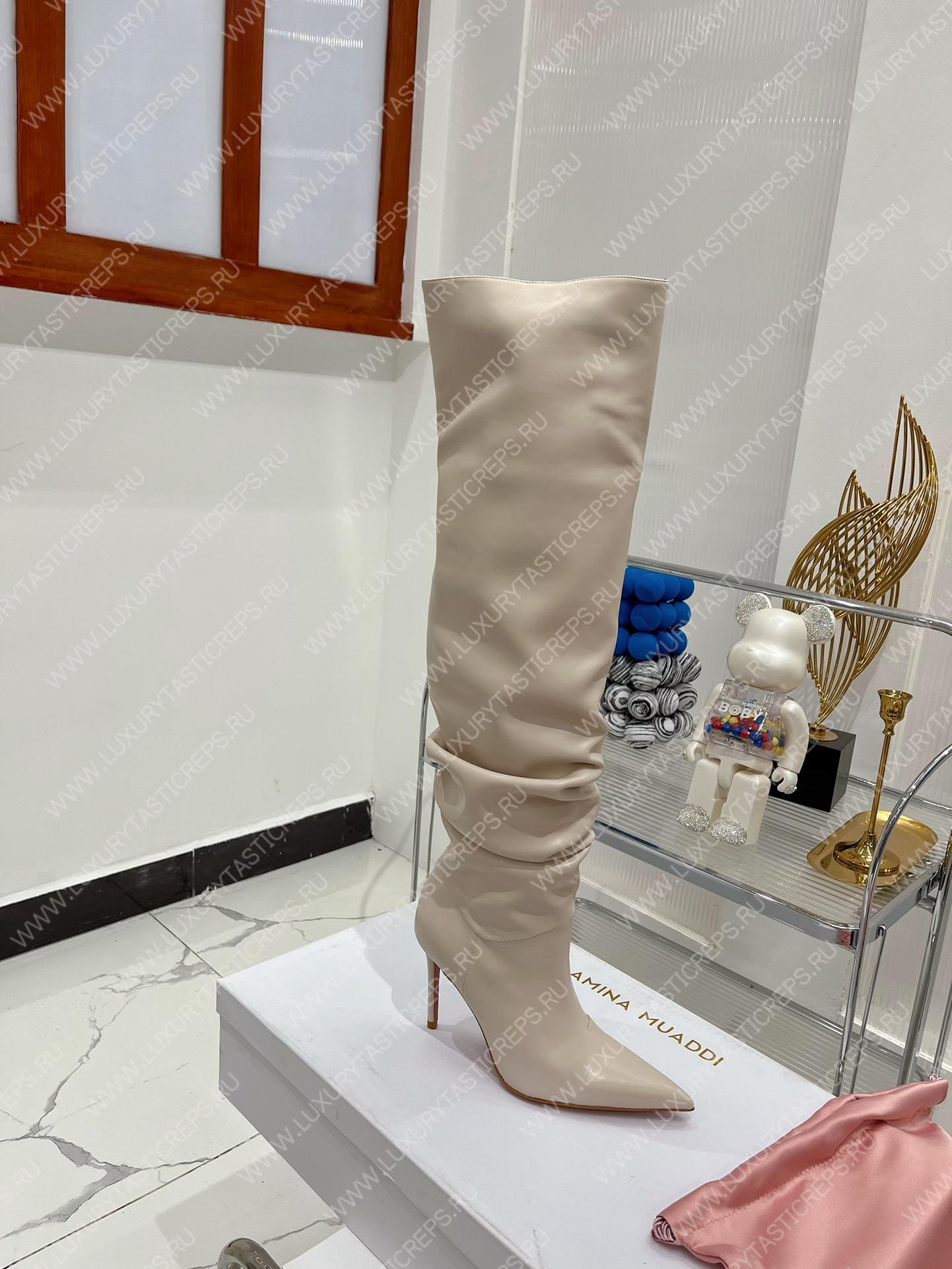 AMINA MUADDI JAHLEEL THIGH HIGH BOOT OFF WHITE AM60001