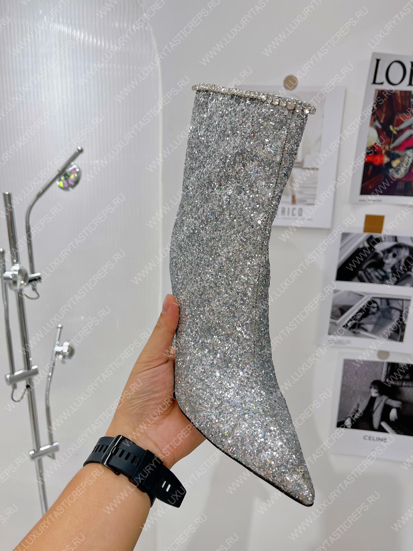AMINA MUADDI FIONA BOOTIE SILVER AM60002