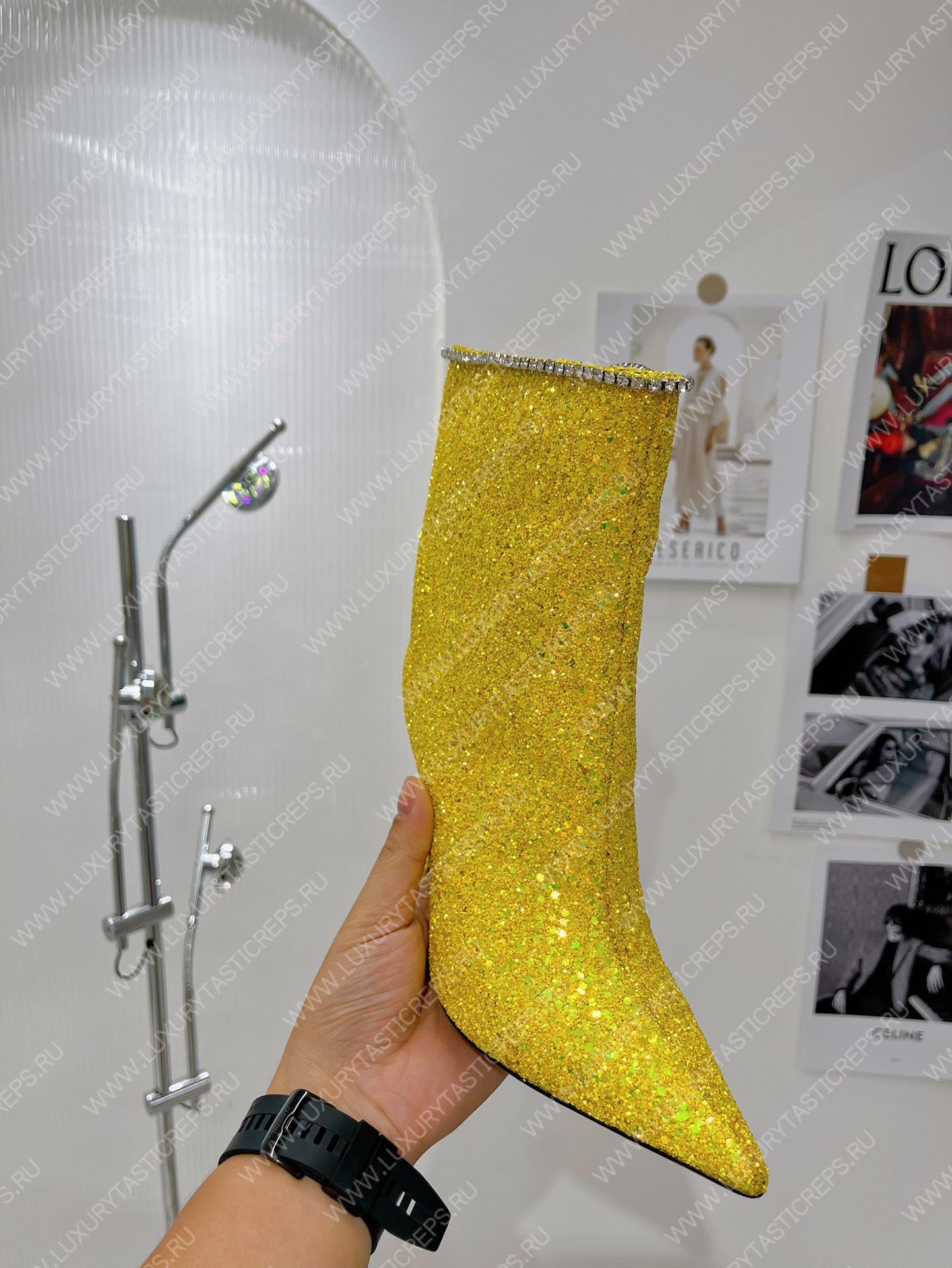 AMINA MUADDI FIONA BOOTIE YELLOW AM60002