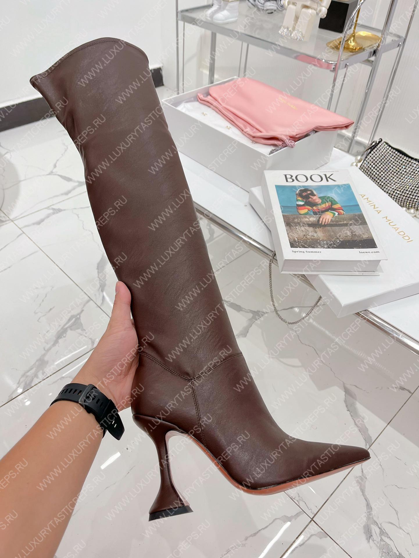 AMINA MUADDI LONG BOOT BROWN AM5001